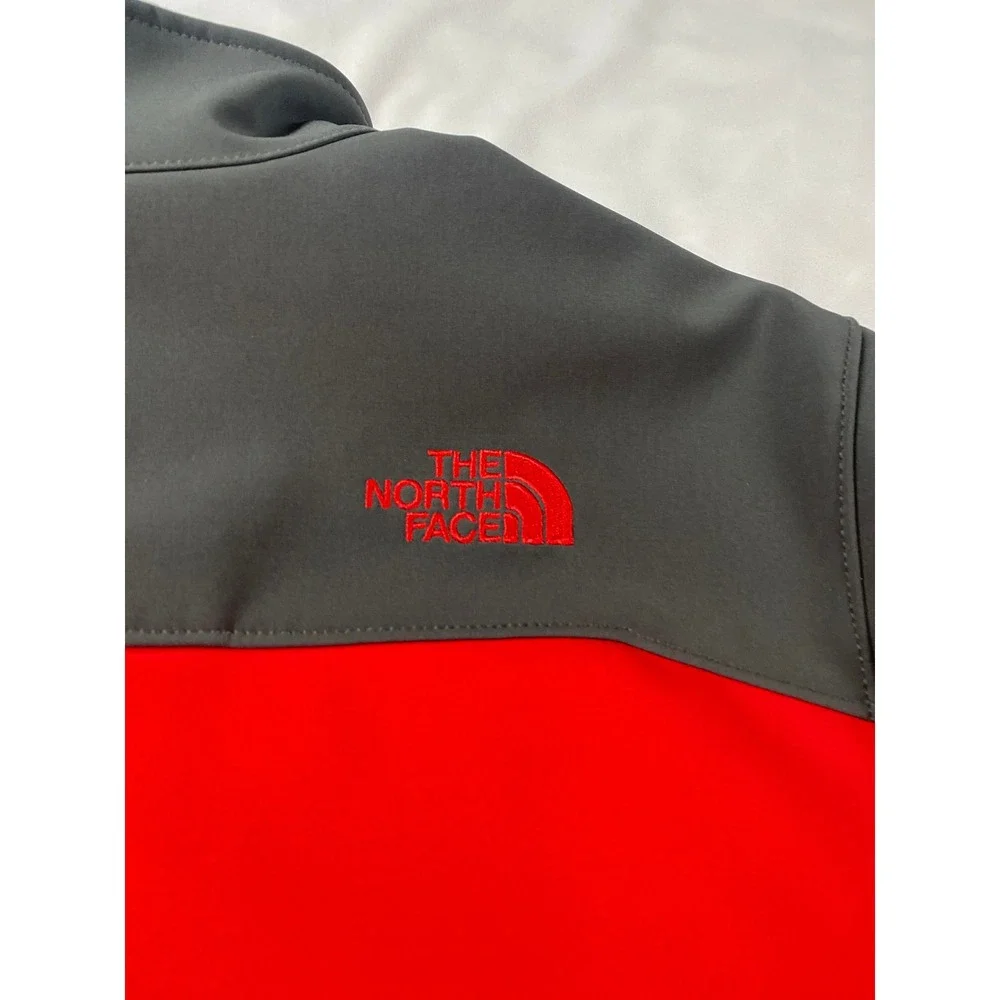 The North Face‎ WindWall Softshell Jacket Mens Small Red Gray Full Zip Hiking